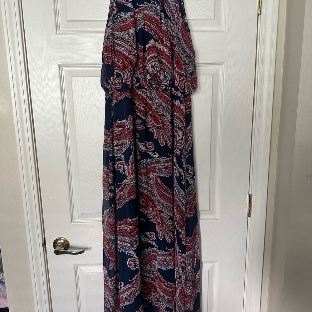 Roz & Ali Navy and Red Paisley Dress